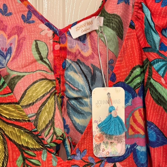 Johnny Was Red and Blue Floral Maxi Dress Brand New - Picture 5 of 8
